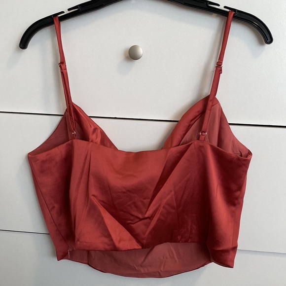 Ever So Sultry Rusty Rose Satin Cowl Neck Cami Tank Top - Picture 3 of 5